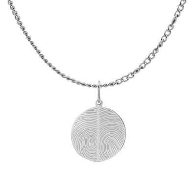 Gepersonaliseerde vingerafdrukken ketting - Stainless steel - Zilver - 15 mm - 2 vingerafdrukken