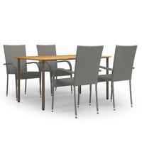 5-delige Tuinset poly rattan grijs