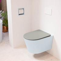 MONDIAZ LAVIE hangend toilet single fire rimless diepspoel Clay, Toiletzitting met quick-release & softclose Smoke