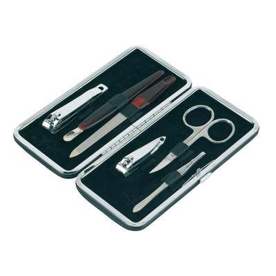 Manicure set 6-delig - in rechthoekige etui met metalen sluiting - zwart