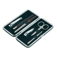 Manicure set 6-delig - in rechthoekige etui met metalen sluiting - zwart