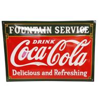 Coca-Cola Fountain Service Emaille Bord - 60 x 40cm