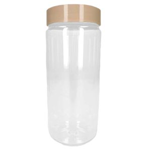 Voorraadpot/bewaarpot - 650 ml - kunststof - beige - B7 x H18 cm