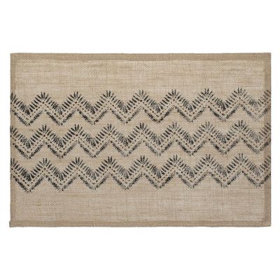 Rechthoekige placemat zigzag lijnen zwart jute 45 x 30 cm
