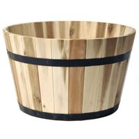 Plantenbak/bloempot - Low Barrel - acacia hout - naturel bruin - D46 x H28 cm