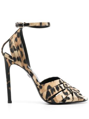 Roberto Cavalli sandales en cuir à imprimé léopard - Tons neutres