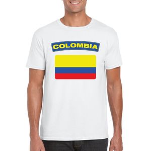 T-shirt met Colombiaanse vlag wit heren