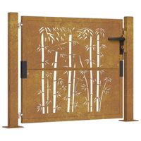 vidaXL Poort met bamboe-ontwerp 105x80 cm cortenstaal
