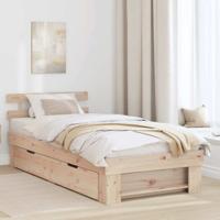 Bedframe met lade met hoofdeinde met opslag Bruin 80 x 200 cm Massief grenenhout