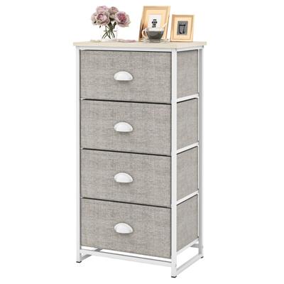Ladekast met 4 Laden Nachtkastje met 4 Klapladen Opbergmeubel met Metalen Frame voor Slaapkamer Entree