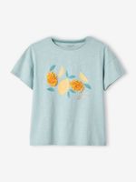 Meisjes-T-shirt met frisou-animatie en iriserende details hemelsblauw - thumbnail