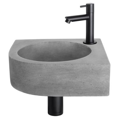 Differnz Cleo fonteinset beton donkergrijs - kraan recht - 31.5 x 31.5 x 10 cm - mat zwart