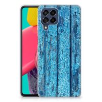 Samsung Galaxy M53 Bumper Hoesje Wood Blue - thumbnail