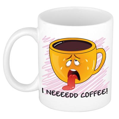 Cadeau/verjaardags mok - roze - tonguitstekende Smile Emoticon - grappig - keramiek - 300 ml