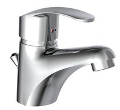 SIRANI ééngreepsmengkraan wastafel, chroom keramische schijven geluidsarme, verwisselbare 35 mm-cartouche flexibele metalen aansluitslangen 1 ¼" (Ø ca. 4 cm) kunststof-afvoerplug en waste-sta