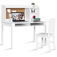 Kindertafelset met Prikbord Kinderbureau met Stoel Jeugdbureau met Opzetstuk Lades & Verstelbare Plank Wit