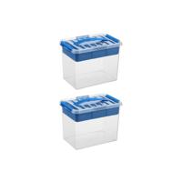 Q-line opbergbox met inzet 9L blauw - Set van 2 - thumbnail