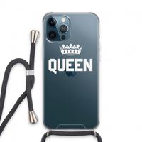 Queen zwart: iPhone 13 Pro Max Transparant Hoesje met koord