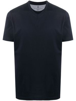 Brunello Cucinelli t-shirt à col v - Bleu