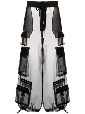 Cynthia Rowley pantalon cargo transparent à coupe fuselée - Noir