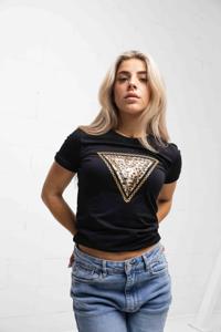 Guess Stretch Triangle T-Shirt Dames Zwart - Maat XS - Kleur: Zwart | Soccerfanshop