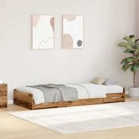 Opbergbedframe met hoofdeinde Oud Hout 90 x 200 cm Bewerkt hout