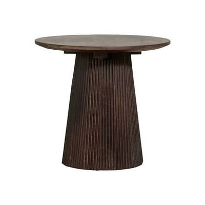 by fonQ Grand Bijzettafel Donkerbruin Mangohout - Ø 50 cm