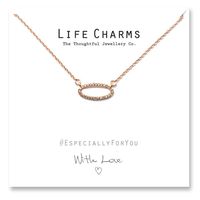 Life Charms Ketting met Giftbox Rose Gold CZ Oval