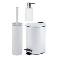 Spirella Badkamer accessoires set - WC-borstel/pedaalemmer/zeeppompje - ivoor wit - Badkameraccessoireset - thumbnail
