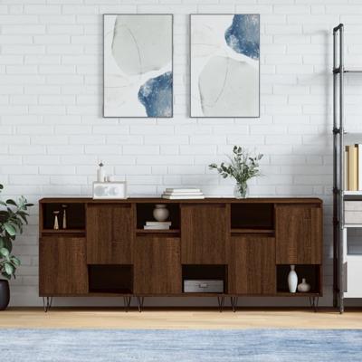 Dressoirs 3 st bewerkt hout bruin eikenkleur
