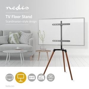 TV-vloerstandaard | 50 - 65 inch | maximaal 35 kg | Scandinavisch ontwerp | Zwart / Beuk