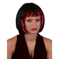 Funny Fashion Heksenpruik kort haar - zwart/rood - dames - Halloween