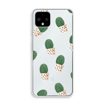 Cactusprint roze: Pixel 4 Transparant Hoesje