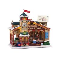 Lemax - 'North Pole Mail Room' - Verlicht gebouw met animatie & muziek/geluid - Inclusief adapter - thumbnail