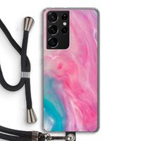 Roze explosie: Samsung Galaxy S21 Ultra Transparant Hoesje met koord