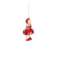 Ornament Roodkapje glas rood - l5,5xb6xh13cm - Luville