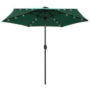 VidaXL Parasol met led-verlichting en aluminium paal 270 cm groen