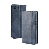 Magnetische Buckle retro Crazy Horse textuur horizontale Flip lederen case voor Sony Xperia ACE SO-02L met houder & kaartsleuven & fotolijstjes (blau