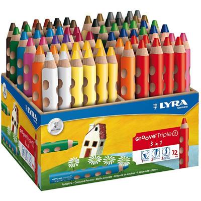 Lyra Groove triple1 kleurpotloden, l: 12 cm, vulling 10 mm, diverse kleuren, 72 stuk/ 1 doos
