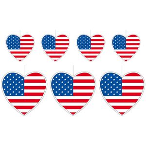 7-delige hou van Amerika/USA versiering set hartjes van 14 cm en 28 cm