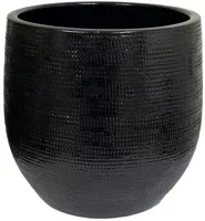 HS Tokio bloempot rond 20x18cm zwart geglazuurd