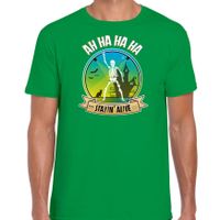 Disco style Halloween t-shirt heren - Stayin Alive - groen - verkleed thema feest
