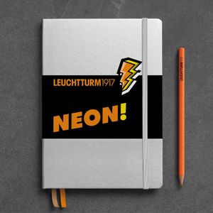 Leuchtturm Neon schrijfblok & schrift A5 251 vel Oranje, Zilver