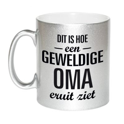 Zilveren geweldige oma cadeau koffiemok / theebeker 330 ml