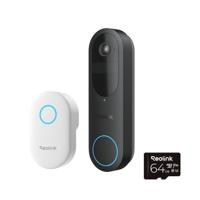 Reolink D340B met bel en 64 GB SD-kaart inbegrepen, 4 MP 2,4/5 GHz Wi-Fi-deurbel met zicht van top tot teen Slimme deurbel Zwart