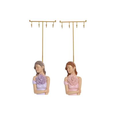 Sieradenhouder Home ESPRIT Roze Lila Hars 12,5 X 6 X 33 CM (2 Stuks)