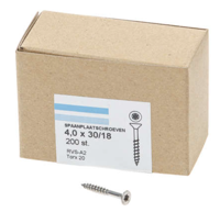Hoenderdaal Spaanplaatschroef Rvs-A2 Pk Torx TX20 4.0X30/18 | 200 stuks - 0206.30.25201