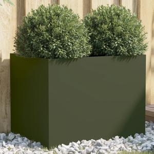 VidaXL Plantenbak 62x47x46 cm staal olijfgroen