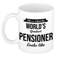 This is how the worlds greatest pensioner looks like mok / beker wit pensioen cadeau collega 300 ml - thumbnail