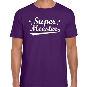 Super meester fun t-shirt paars voor heren - Einde schooljaar/ meesterdag cadeau 2XL  -